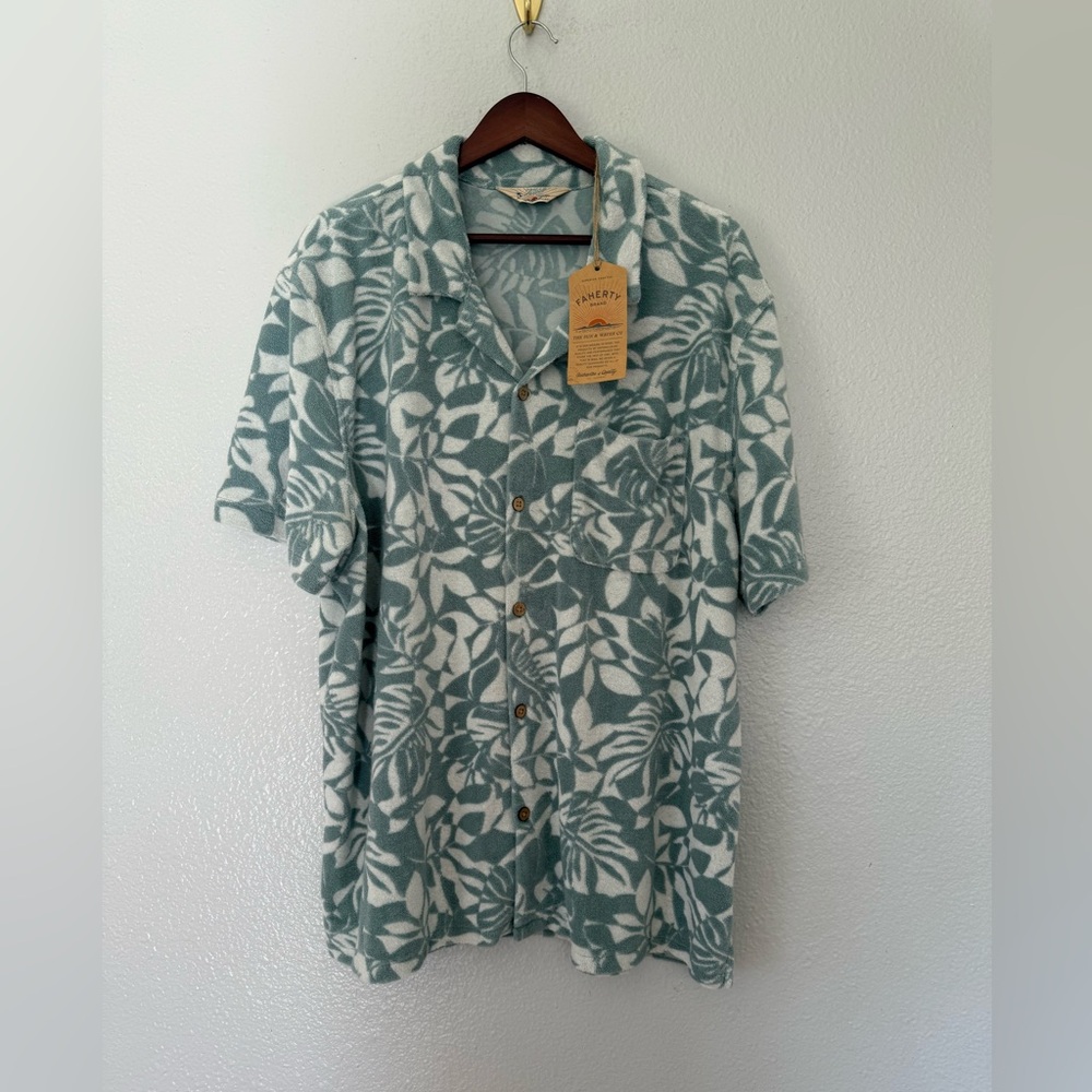 New Faherty Men’s Summer Spring Cabana Towel Terry Shirt Size: XXL